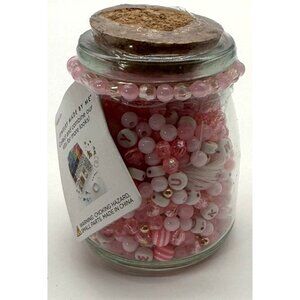 Jewelry Made By Me Pink Bead Kit In Glass Jar With Cork Lid For Ages 13+
